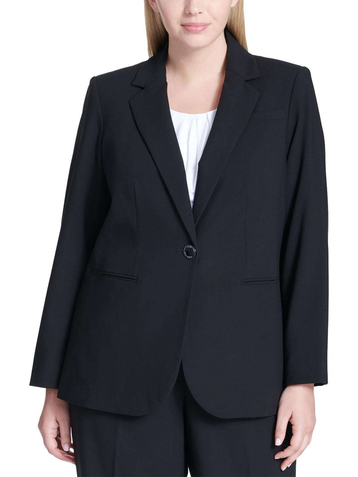 Calvin Klein Womens Plus Notch Collar Suit Separate One-Button Blazer